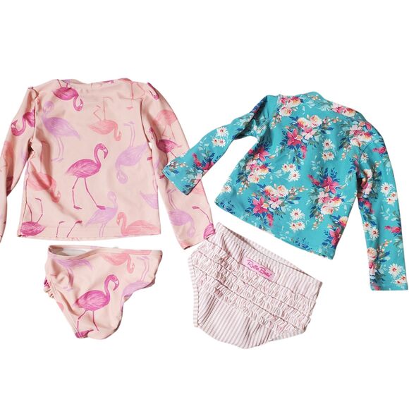 Toddler Girl 2-Piece Rashguard Swimwear Bundle of 2 Bathing Suits 18-24m & 2T - Picture 2 of 5